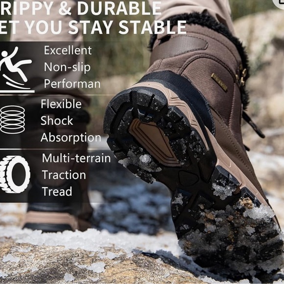 SHULOOK Men's Snow Boots Waterproof Boot Non-slip Outdoor Ankle High-top… - Picture 6 of 7